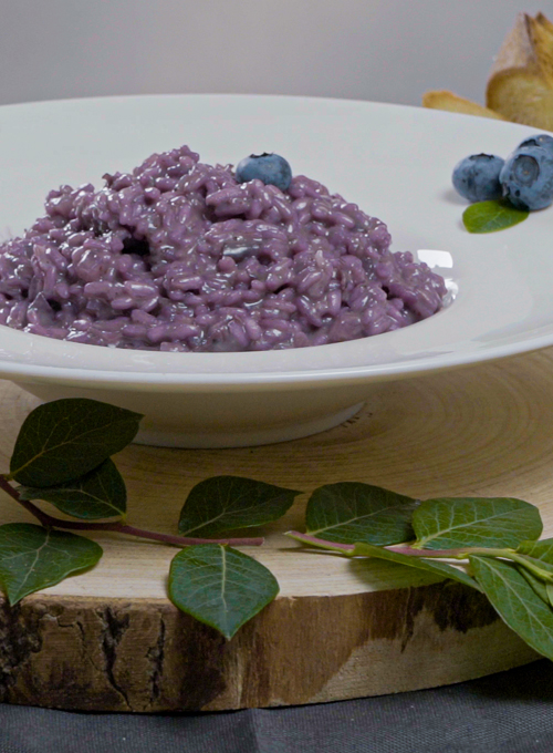 Ricetta-risotto-mirtilli-speck-Santorsola-frutti-di-bosco